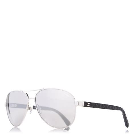 CHANEL Pilot Quilting Sunglasses 4207 Silver 